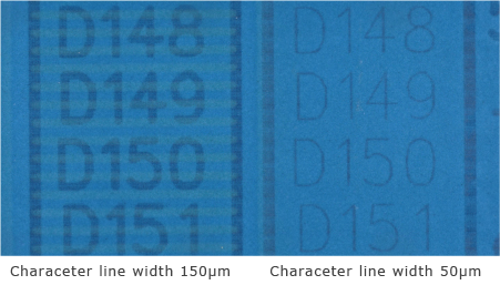 Character line width 150 μm Character line width 50 μm